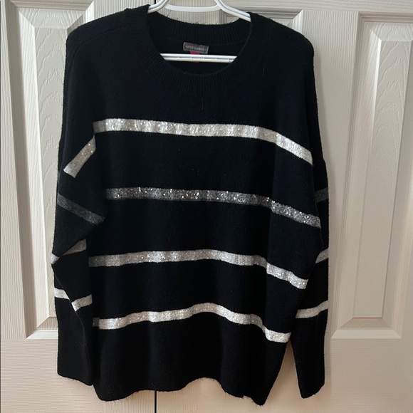 Vince Camuto Black Sweater with Sparkling Stripes - Picture 1 of 7
